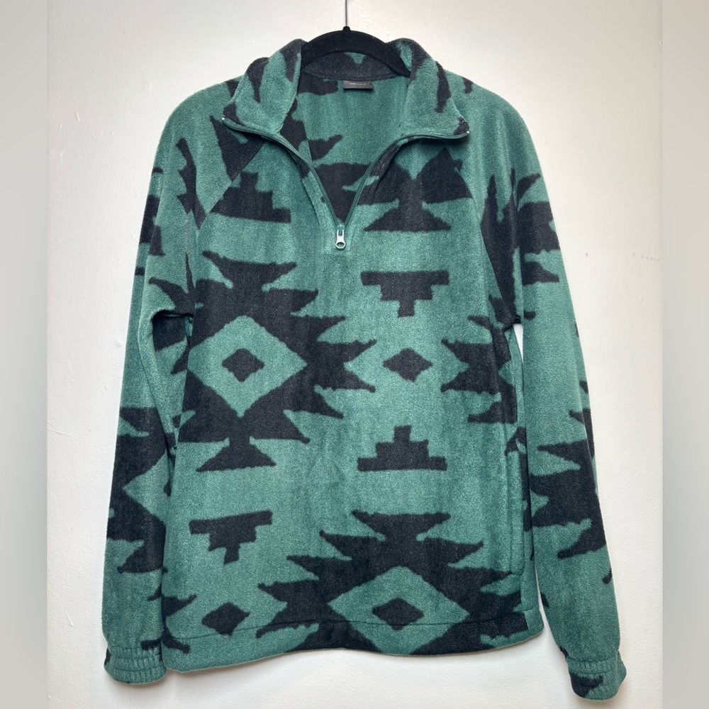Cotton On Men's Zip Up Sweater - Green and Black